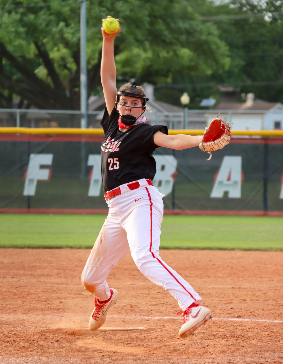 Katy High sophomore Cameryn Harrison (25) delivers a pitch during a game against Cinco Ranch last year.